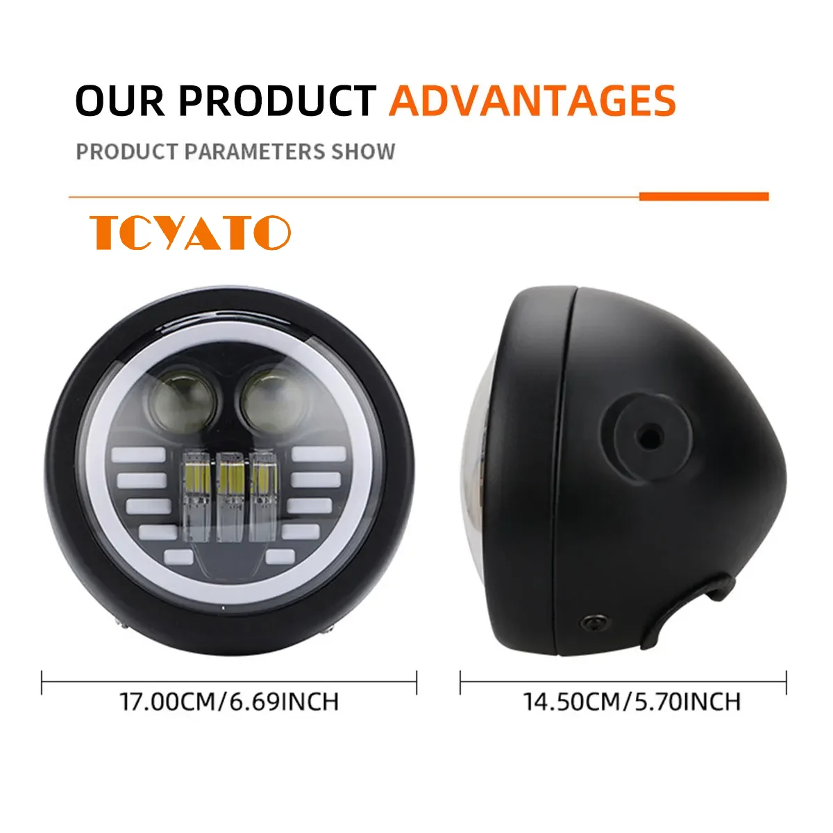 TCYATO  5.75-inch integrated high and low beam headlight with aperture for motorcycle modification LED assembly