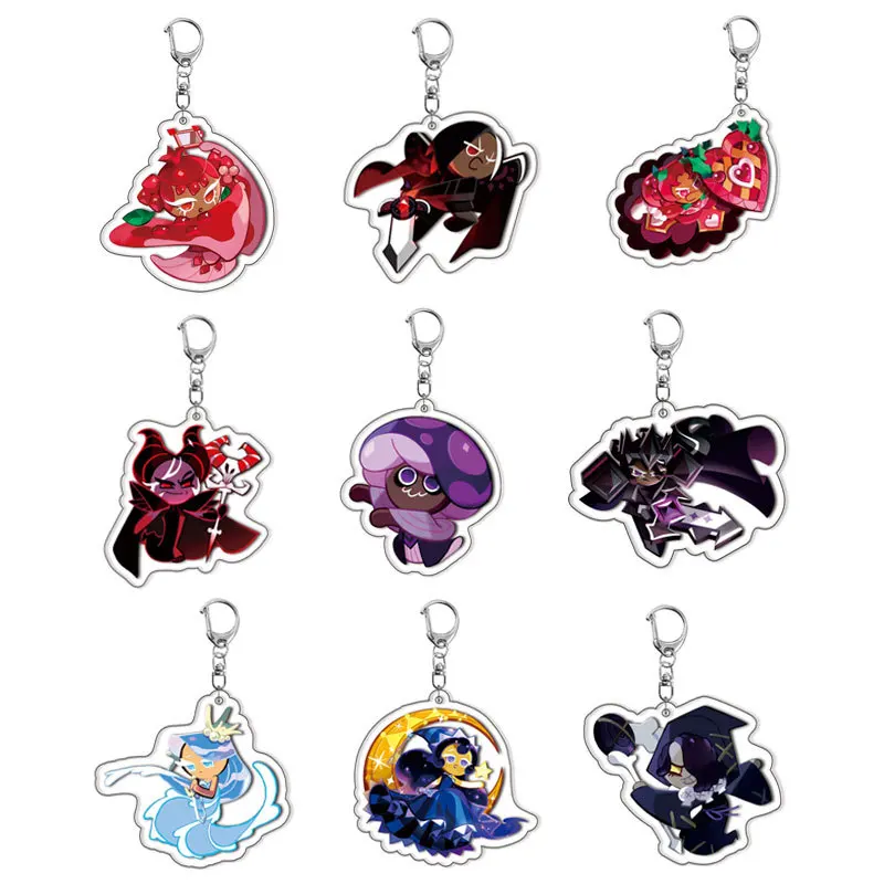6cm New Game Cookie Run Kingdom Chibis Keychains for Accessories Bag Shadow Milk Cookie Pure Vanilla Keyrings Jewelry Fans Gifts