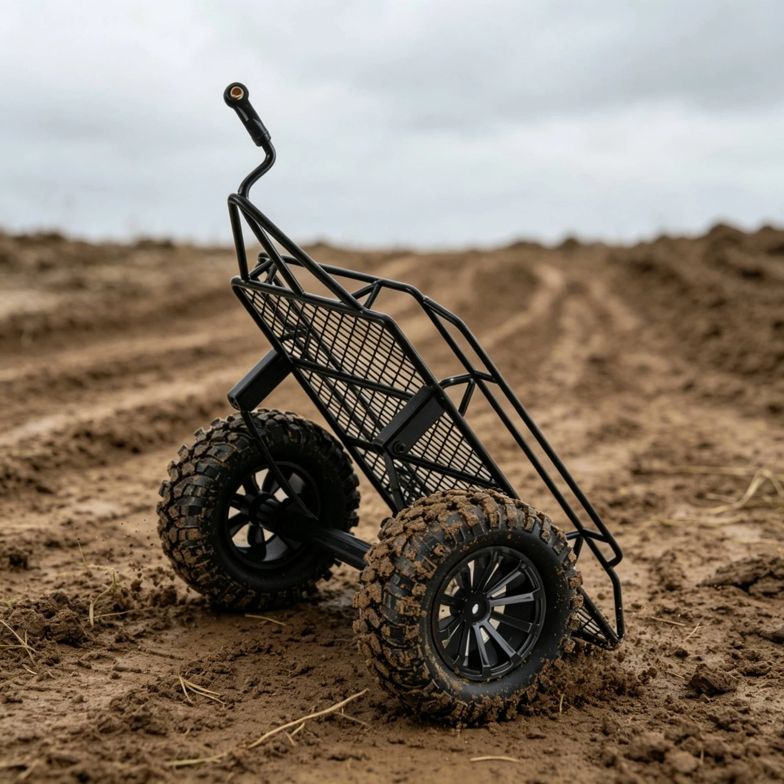 RC Cargo Bed Trailer Heavy-Duty RC Trailer with Tow Hitch Rubber Sturdy for Trail Runs