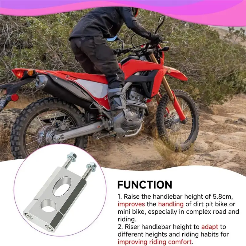 A11M-Handlebar Risers 7/8-Inch 22Mm For Mini Dirt Pit Bike For MB200 Fit BT200X CT200U-EX Apollo SSR CRF110 Black