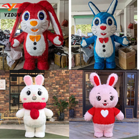 Inflatable Rabbit Mascot Costume Adult Fur Plush Easter Bunny Hare Cosplay Entertainment Carnival Full Body Suit Animal Dress
