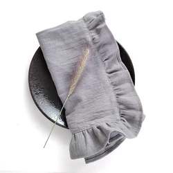 Set of 4 Flounced Cloth Napkins 35X50CM Cotton Ruffule Soft For Wedding Decoration Table Decor Party Christmas Decorations