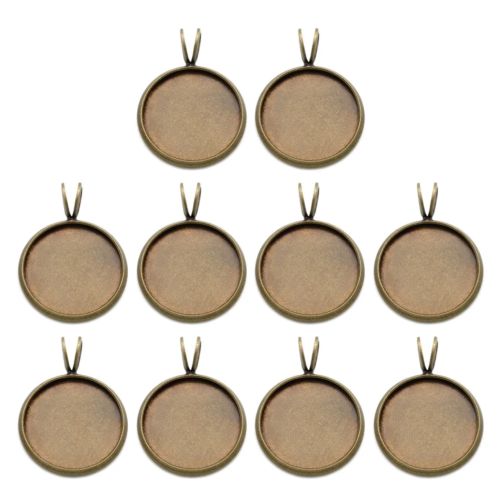 

10 PCS Retro Pendant Copper Plating Tray Jewelry Making Baffle Round Trays Bezel