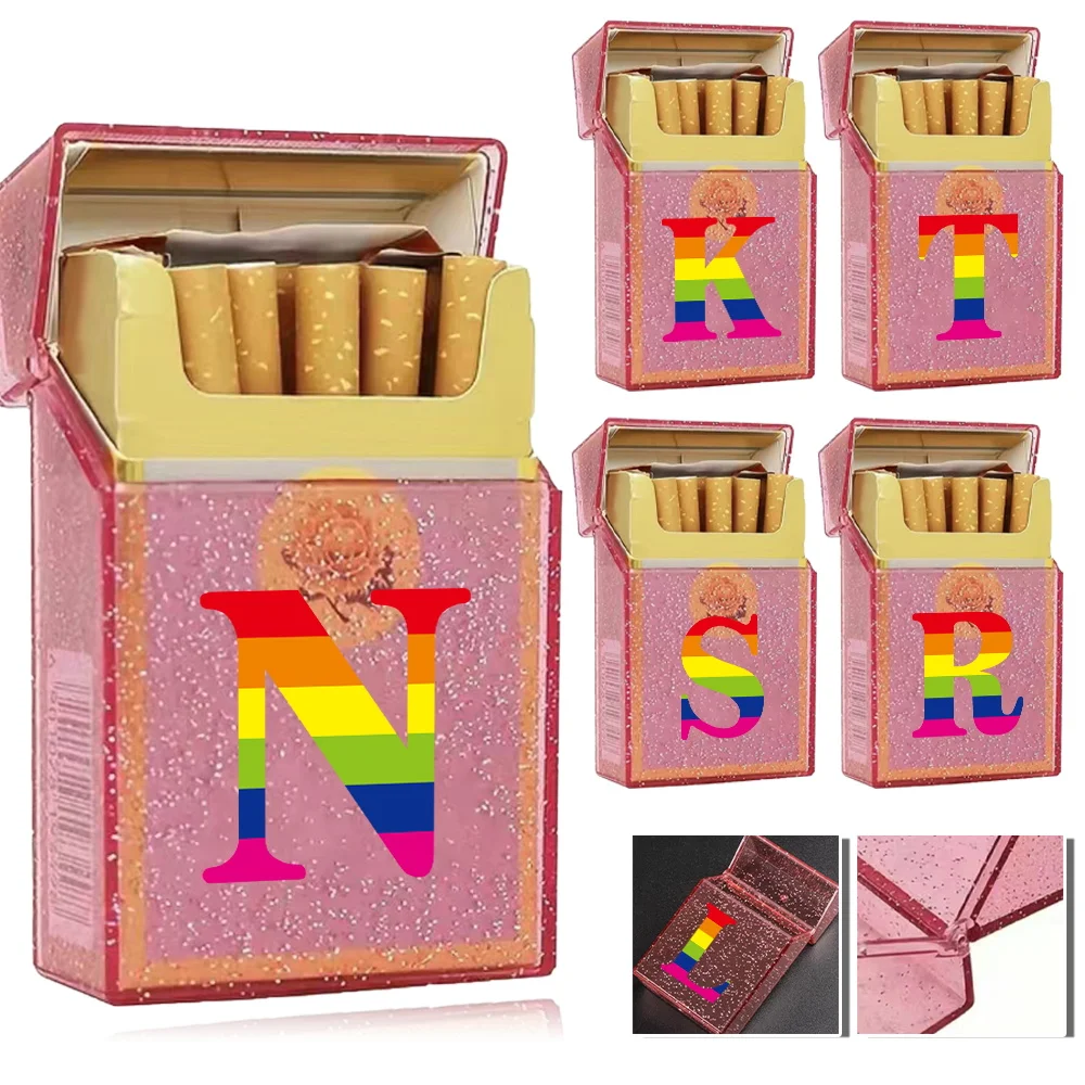 

Travel Smoking Container Cigarette Cigar Case Cover Pocket Tobacco Storage Box Portable Organizer Holder Rainbow Letters Pattern