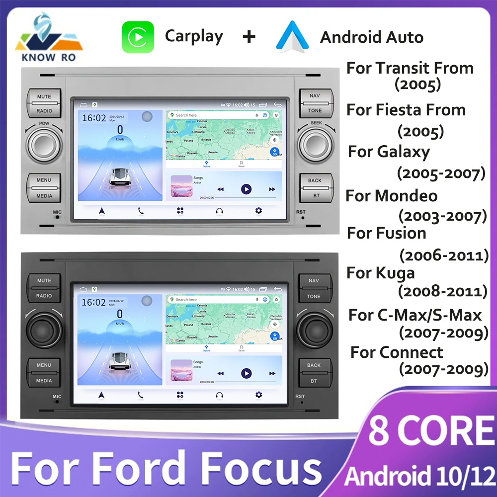 

KNOWRO 2 DIN Car Android 12 Carplay GPS BT Radio Multimedia Player For Ford Focus Fiesta Galaxy Mondeo Fusion Kuga S-Max C-Max