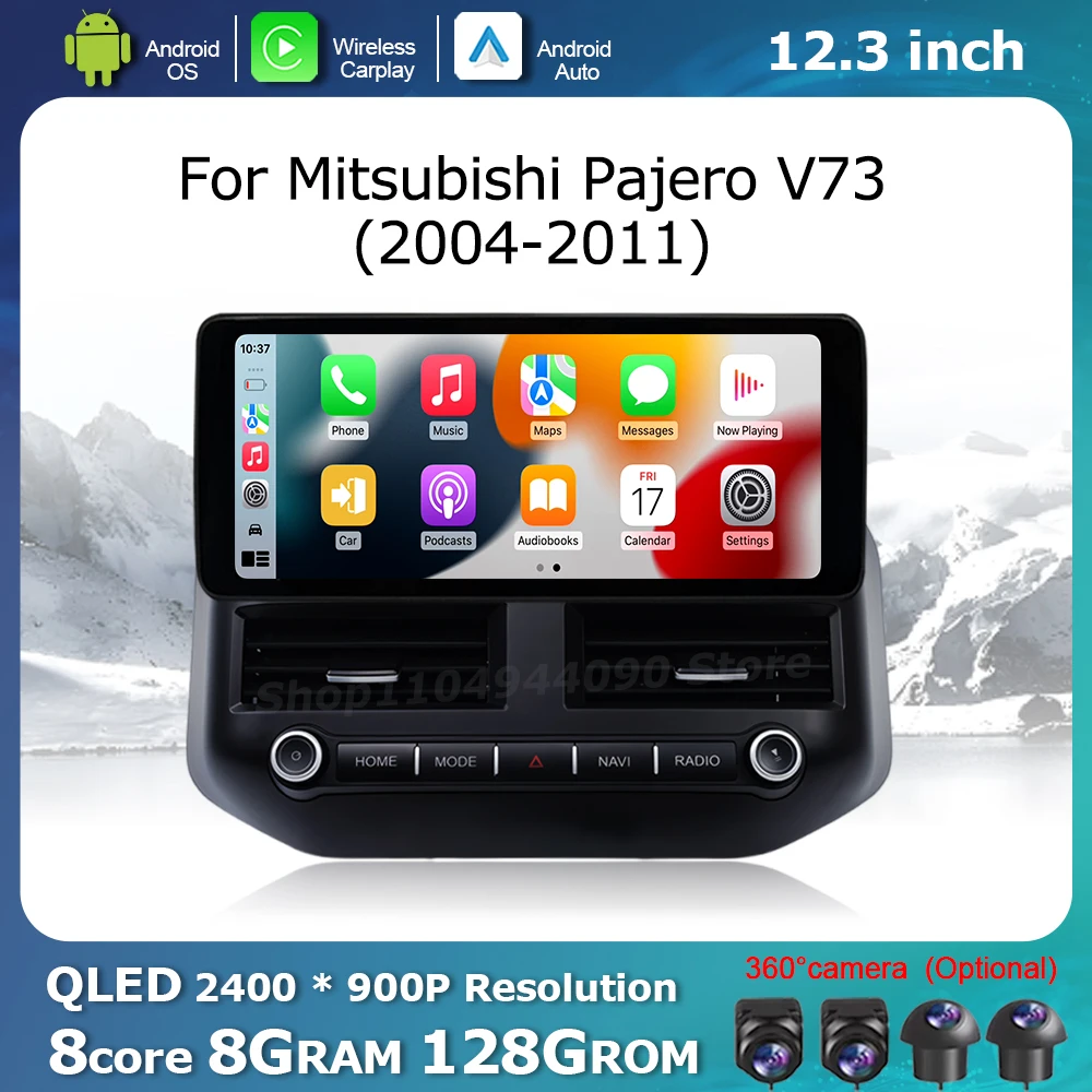 

QLED 2400 * 900P Display Screen for Mitsubishi Pajero V73 2004-2011 Android OS Car Multimedia Radio Player GPS Navi WiFi Carplay