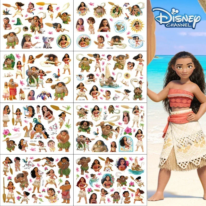 Disney Moana Tattoo Stickers Waterproof Original Anime Cartonn kawaii Sticker Birthday Party Supplies Decoration Kids toy Gift