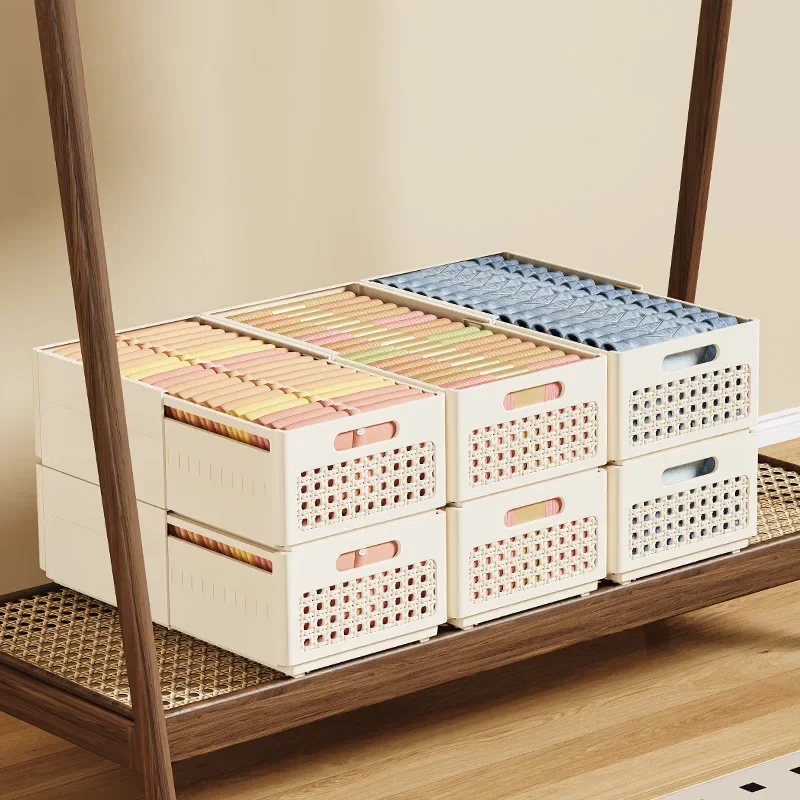 صندوق تخزين بلاستيكي قابل للطي للاستخدام المنزلي - حامل سطح المكتب قابل للطي يحمل أدوات مكتبية للمكياج وأشتات تخزين منزلية