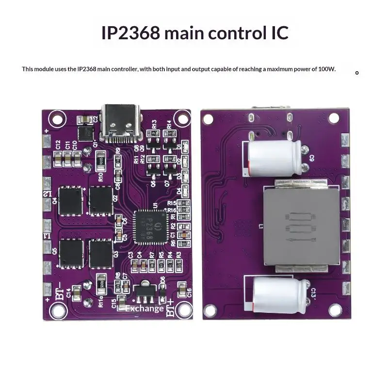 1Pcs Buck-Boost Type-c Interface Lithium Battery High-Power Fast Charging Board IP2368 Bidirectional 100W Fast Charging Module