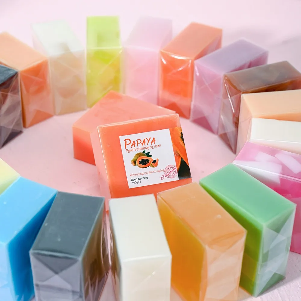 Papaya Essential Oil Facial Soap, Plant Extract Essence Nourishing, Moisturizing and Refreshing Bath Soap