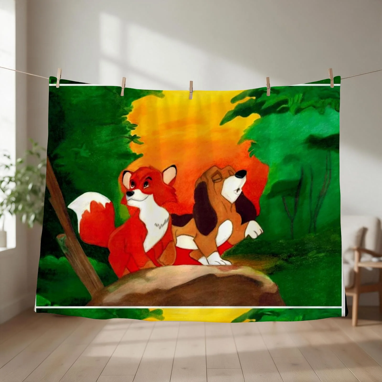 A Fox and Hound Throw Blanket couch cozy soft plush fuzzy picnic outdoor blanket