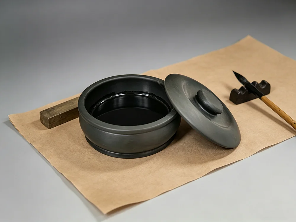 Chinese Natural Stone Inkstone Calligraphy Painting Ink-well Ink Stone Student Ink stone with cover Grinding Inkwell