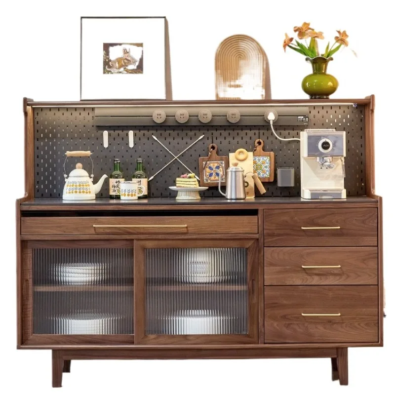 

North American black walnut rock slab dining side cabinet Nordic simple living room solid wood storage cabinet locker household