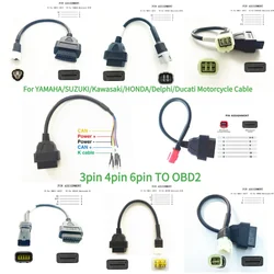 Motocicleta Cabo Conector para Yamaha Suzuki Kawasaki Honda Delphi Ducati, Linha de Fios do Motor, Adaptador OBD2, 3Pin, 4Pin, 6Pin, Novo