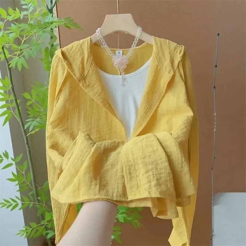 Women Hooded Sun Protection Shirt Jacket Summer Female Sun Protection Clothing Coat Spring Ladies Long Sleeved Sun Shirt Jacket