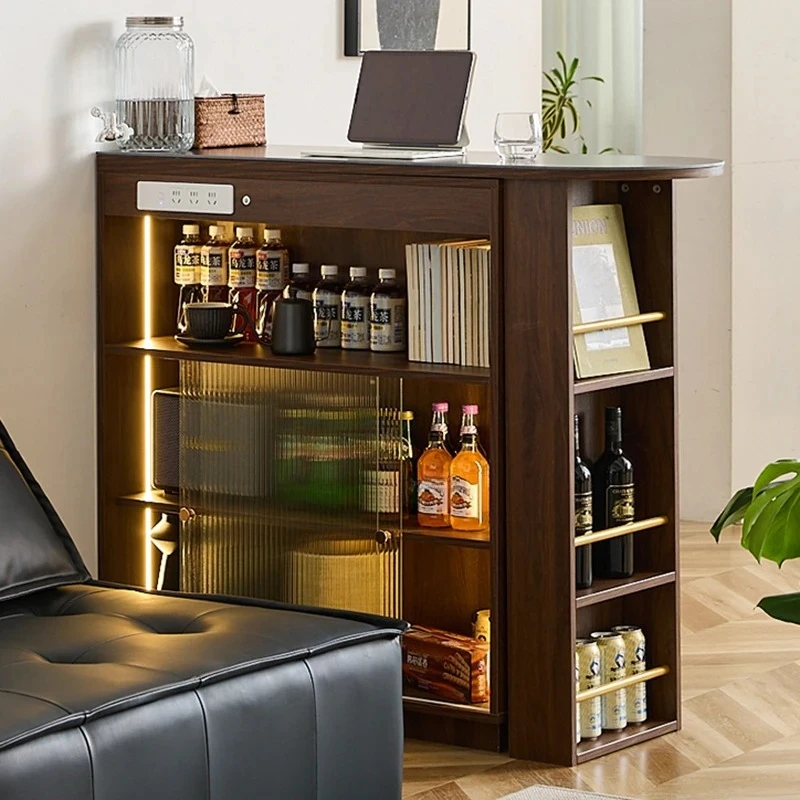 طاولات بار من الخشب الصلب القديم، أثاث المطبخ، خزانة تخزين زجاجية، مصمم نورديك، طاولة عالية للمنزل، طاولة تلسكوبية