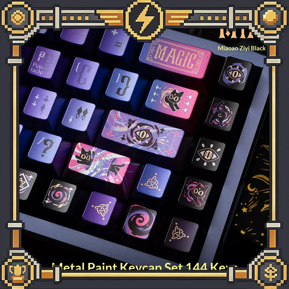Piifox Miao Keycaps Metallic Paint PBT Keyboard Keycaps Customization Heat Sublimation Game Esports 144 Key