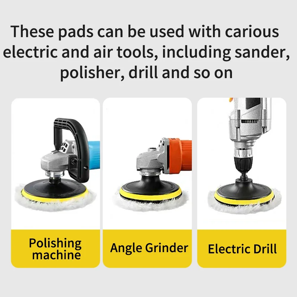 5Pcs 3/4/5/6/7 Inch Car Polish Pad Circle Soft Wool Waxing Buffing Pad Tool Kit  Auto Polishing Detailing Cleaning Goods