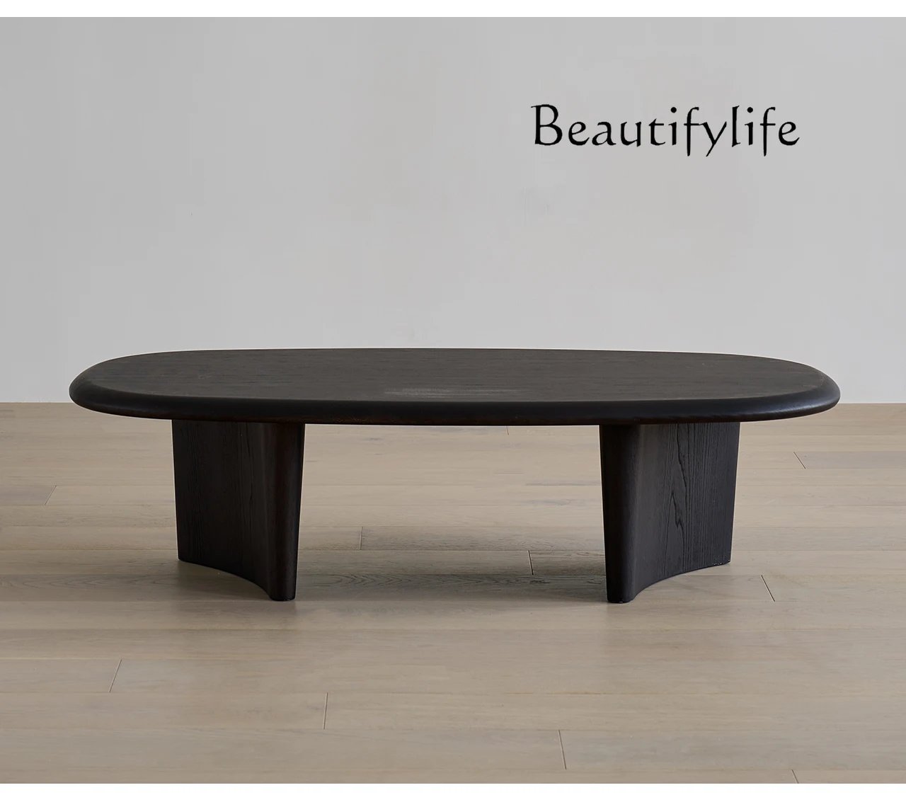 

Light luxury coffee table retro style black solid wood ash wood designer simple and advanced sense