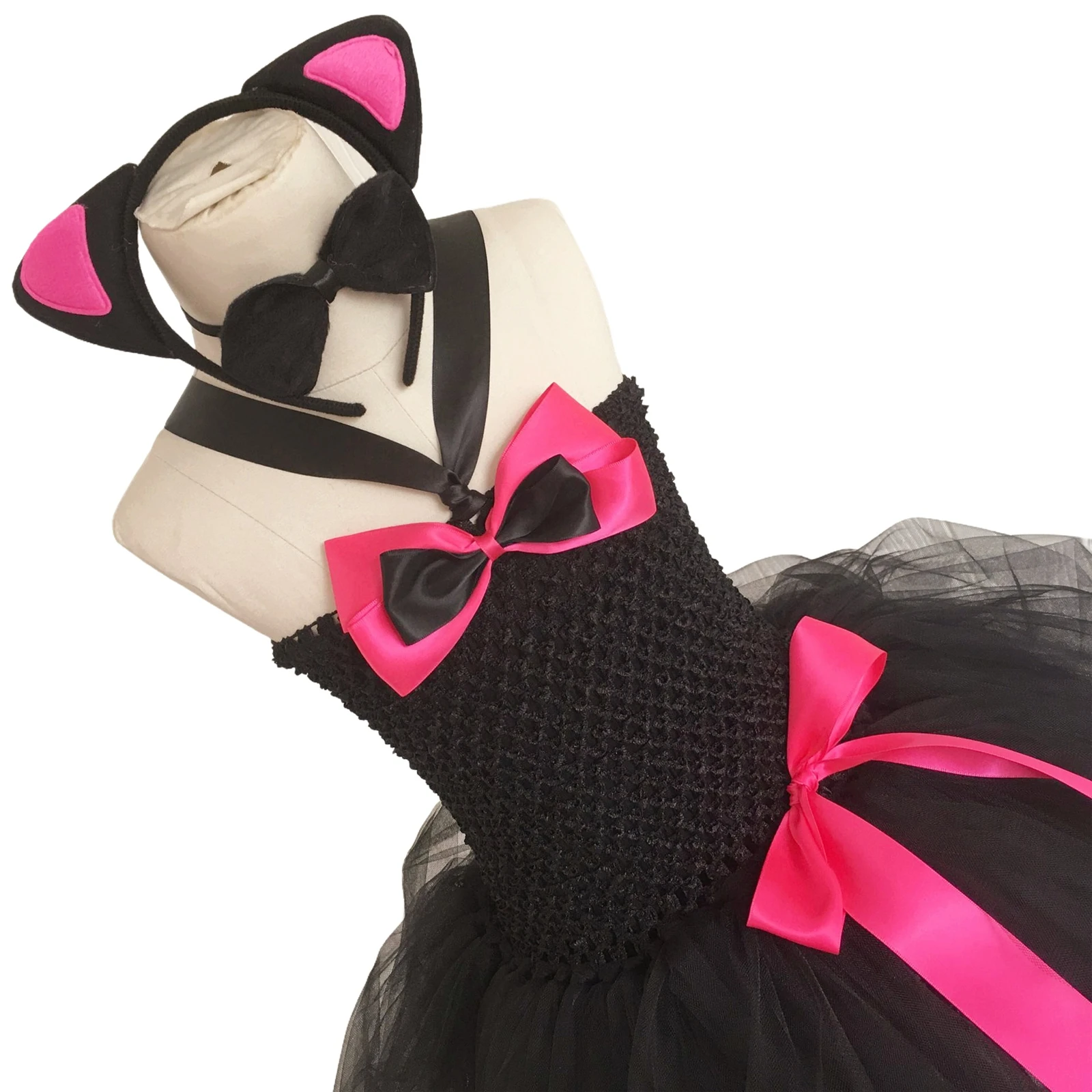 فستان توتو للفتيات باللون الأسود على شكل قطة للأطفال فساتين تول لحفلات أعياد الميلاد أزياء الهالوين كيتي التأثيرية للأطفال زي كرنفال فاخر #6