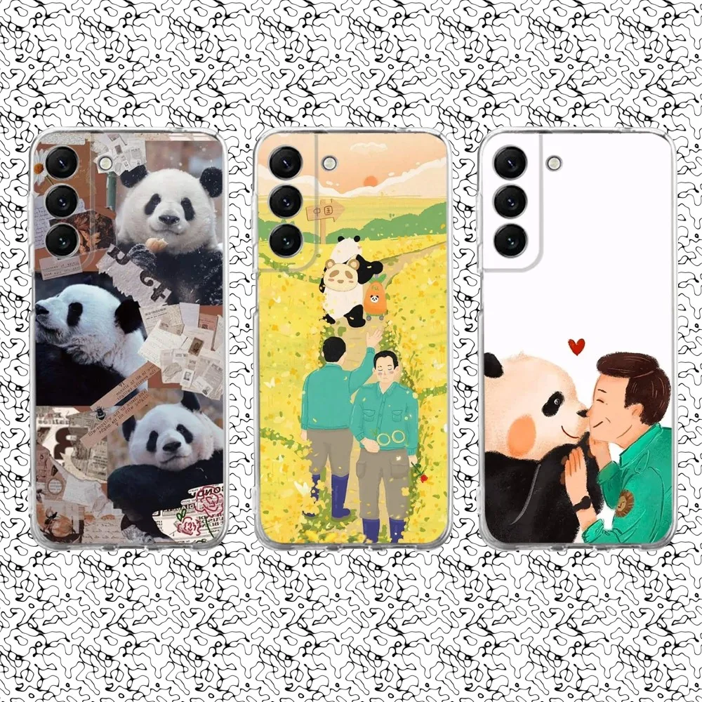 Fubao Cute Panda Phone Case Silicone For Samsung S30,S23,21,22,20 Ultra,S20 FE lite,S10,9,PIus Note20ultra Cover Clear