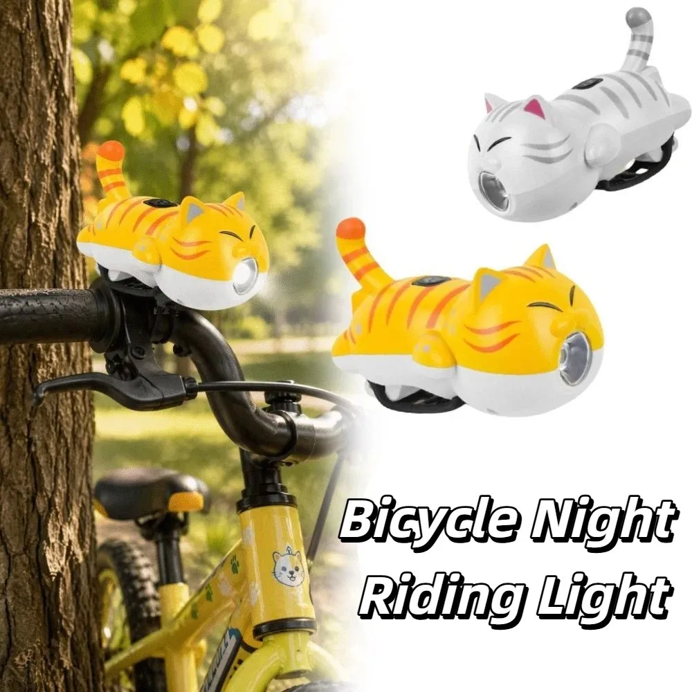 USB Rechargeable Bicycle Headlight Waterproof Super Bright LED Flashlight Bright LED Cartoon Cat Shape Bicycle Front Lamp
