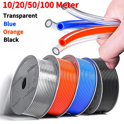 Manguera de componente de aire de 10M/20M/50M/100M, tubo de poliuretano de 4mm, 6mm, 8mm, 10mm y 12mm, tubo neumático para compresor