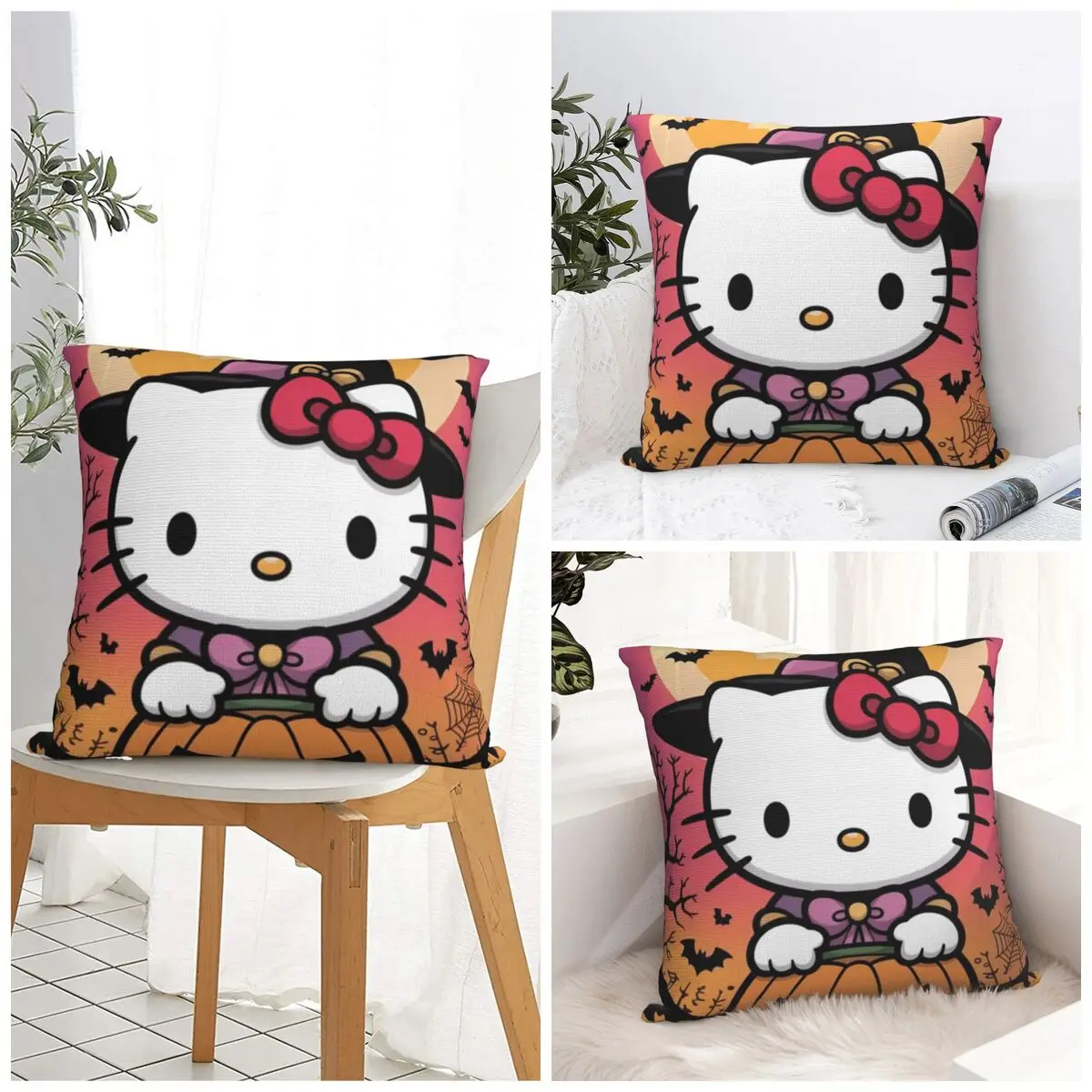 Funda de almohada Hellos Kittys, funda de almohada a la moda, funda de cojín con gráfico suave, fundas de almohada para decoración del hogar, fiesta de boda