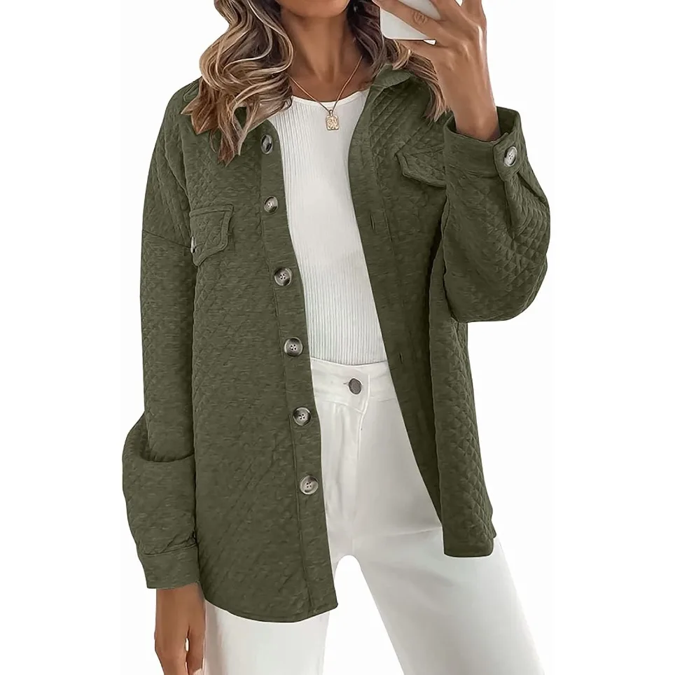 Autumn Winter Ladies Casual Lightweight Diamond ket  Color Jaet Coat Korean Sle Commute Polyester Fiber High Waist