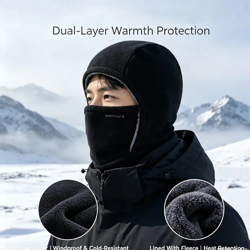 Fleece Balaclava Cycling Cap Cold-proof Windproof Warm Hood and Hat Thicken Thermal Ski Windproof Cap Women Men
