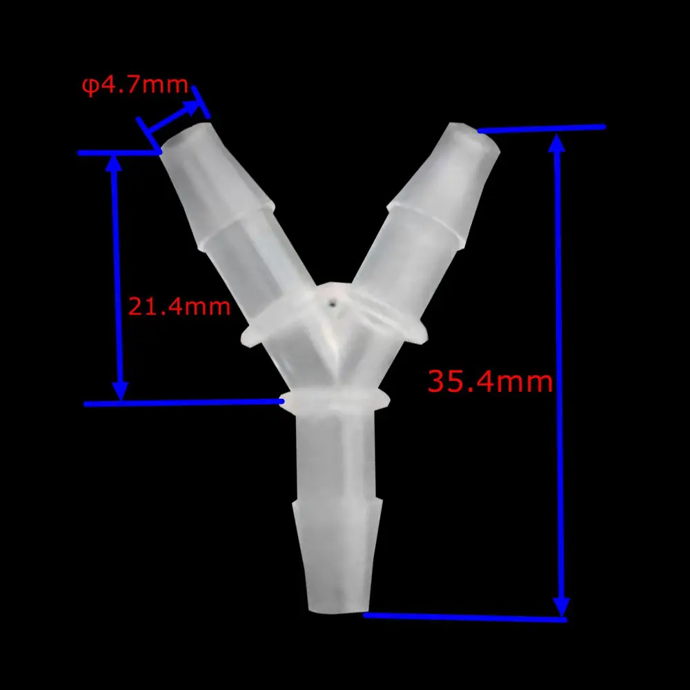 Drei-Port-Y-Winkelrohr, gleiche gerade Anschlüsse mit Widerhaken, Schlauch, Luft, Wasser, Aquarium, Anschluss, PP-PE-Materialien