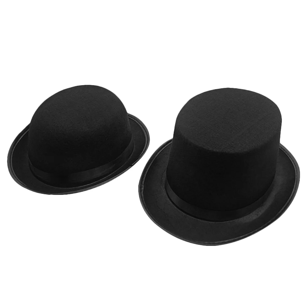 

2pcs Hat for Children S + L Size Magician Costume Hat Bowler Hat Hat Dress Up Costume Accessory for Magician Carnival