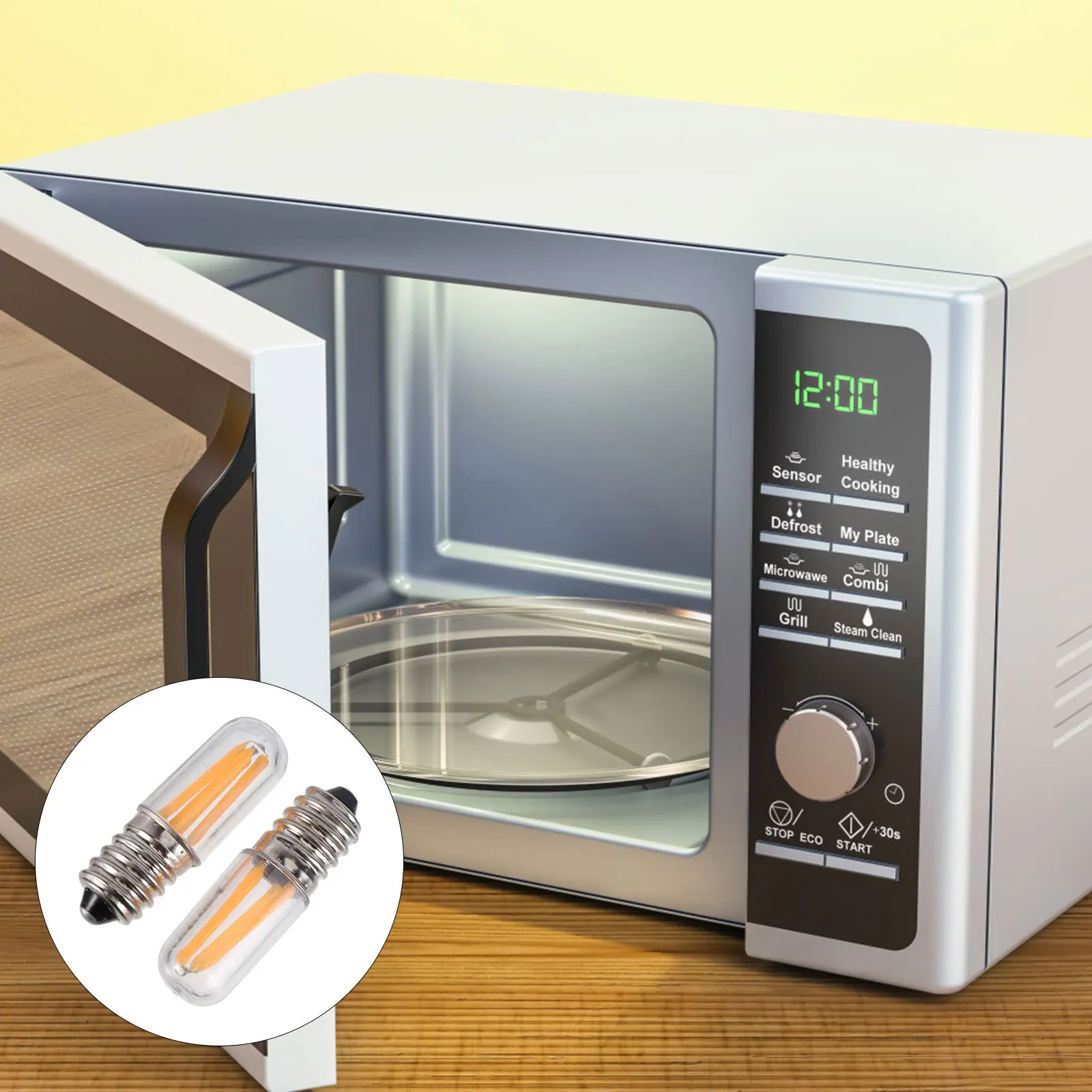 

2Pcs LED Filament Bulbs E14 Microwave Oven Bulb Replacement Heat Resistant Lamp Bulbs for Refrigerator Household Use 2700K White