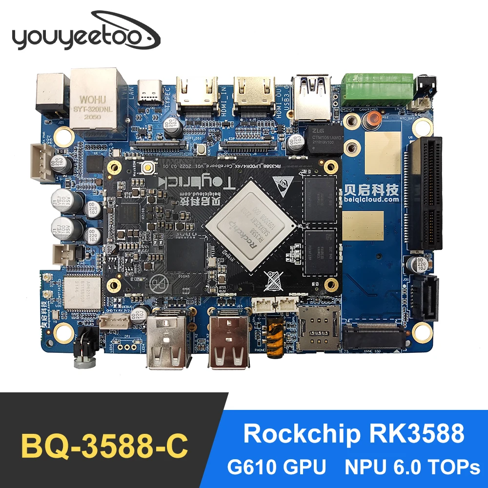 

youyeetoo BQ-3588-C Development Board Rockchip RK3588 NPU 6.0 TOPs ARM Mail-G610 GPU Ultra HD Display-8K Support Android, Ubuntu