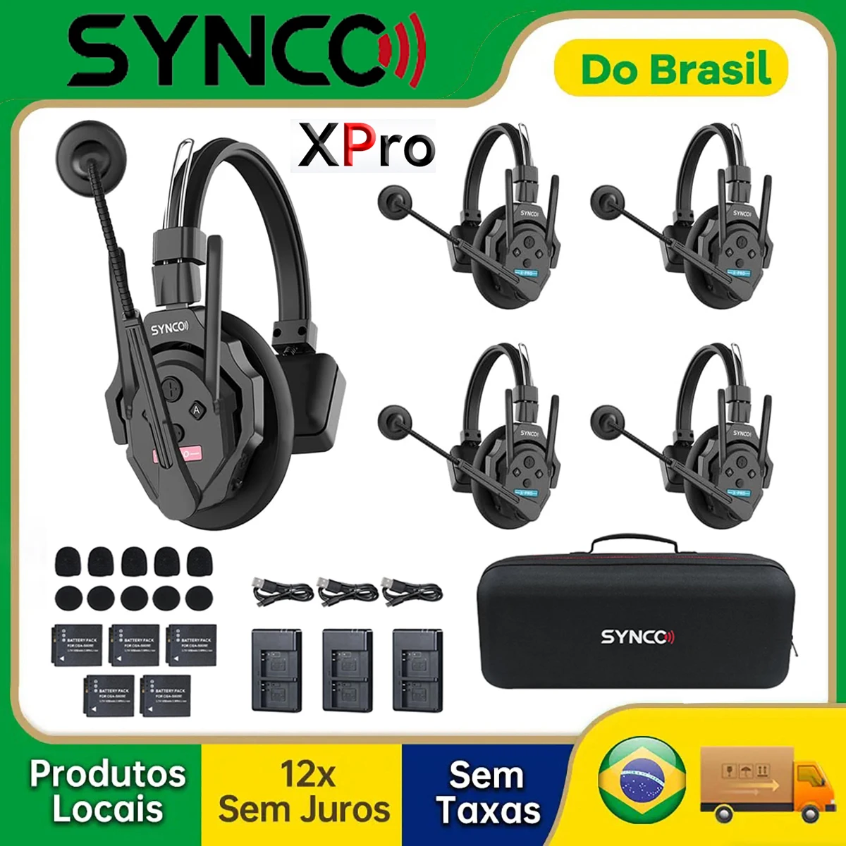 Synco xtalk pro xtalk xpro2 xpro5 atualização 2.4g sem fio fone de ouvido intercomunicador bidirecional alcance 500m 2 antenas externas para trabalho em equipe