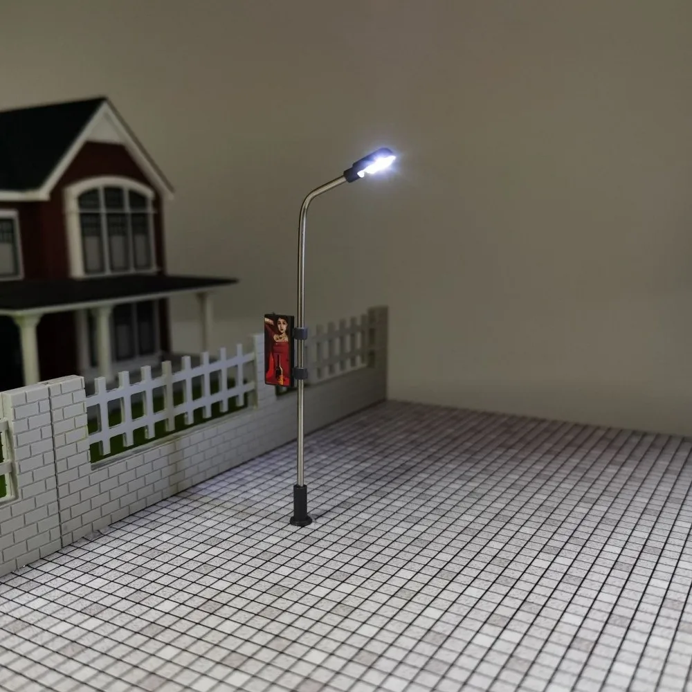5pcs 1:100/150/200 Miniature Street Lamp Model Stainless Steel 3V DIY Miniature Scene Decoration Table Scene Layout Kits