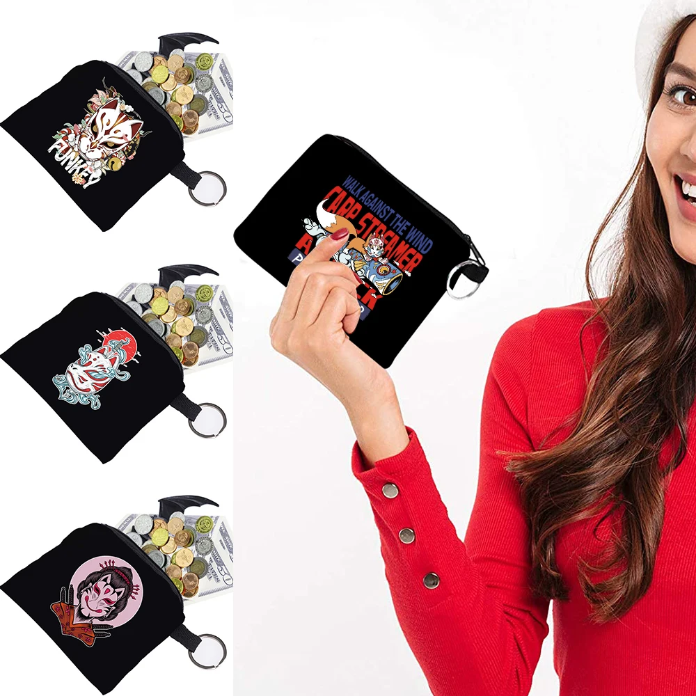 Mini Ladies Coin Purse Purse Clutch Anime Mask Print Luxury Bag Unisex Card Holder Keychain Shopping Cosmetic Bags Portable