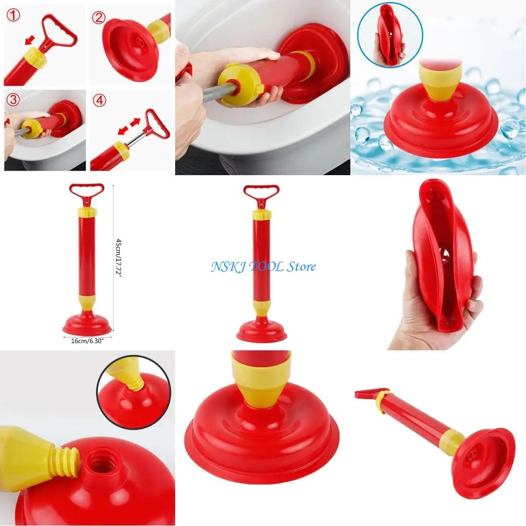 

L8RC Powerful Bathroom Clog Cleaner Toilet Sink Drain Blaster Air Plunger Tool