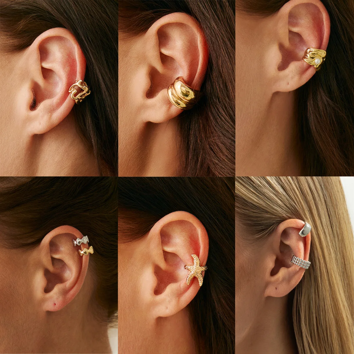 1PC Gold Color Stainless Steel Zircon Clip Earrings Punk Ear Cuff No Piercings Fake Cartilage Ear for Women 2026 Fashion Jewelry