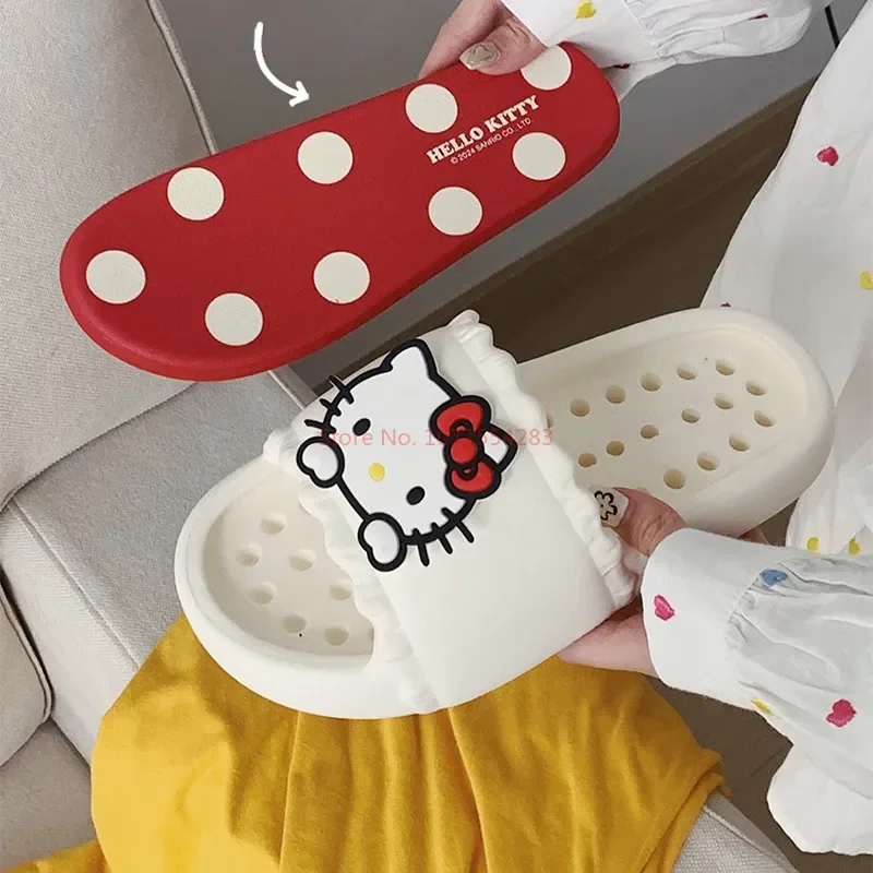 Cute Hello Kitty Cat Slippers Women Summer Casual Anti Slip Eva Slippers Cartoon Kawaii Style Aesthetic Thick Indoor Sole Shoes