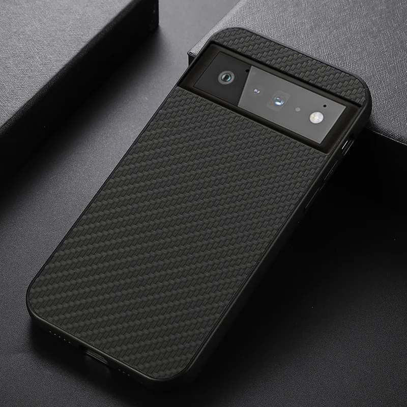 Carbon Fiber Texture Case for Google Pixel 7 6 Pro Cases Protect Camera Shockproof Bumper Soft Frame Hard PC Back Cover Fundas