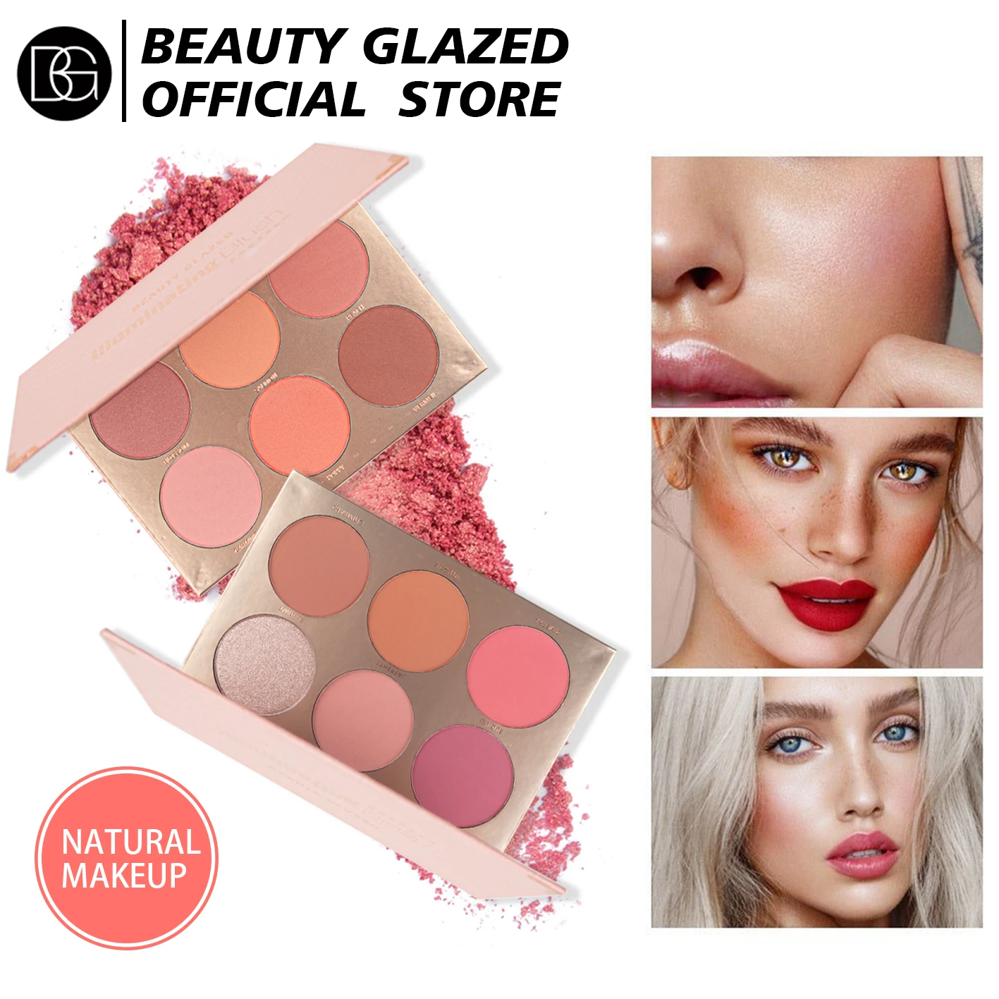 

BEAUTY GLAZED 6-цветные мягкие водостойкие румяна с высоким содержанием пигментов, румяна для щек, без жестокости, румяна для макияжа лица