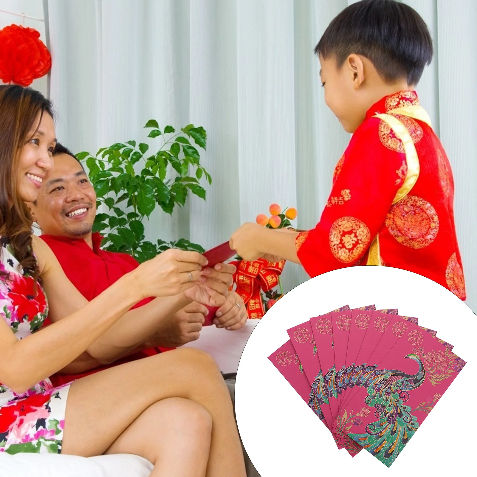 8 stuks Chinese Hong Bao Feestelijke Geld Enveloppen Glad Oppervlak Comfortabele Uiterlijk Uitgebreide Bronzing Ontwerp Geldpakket
