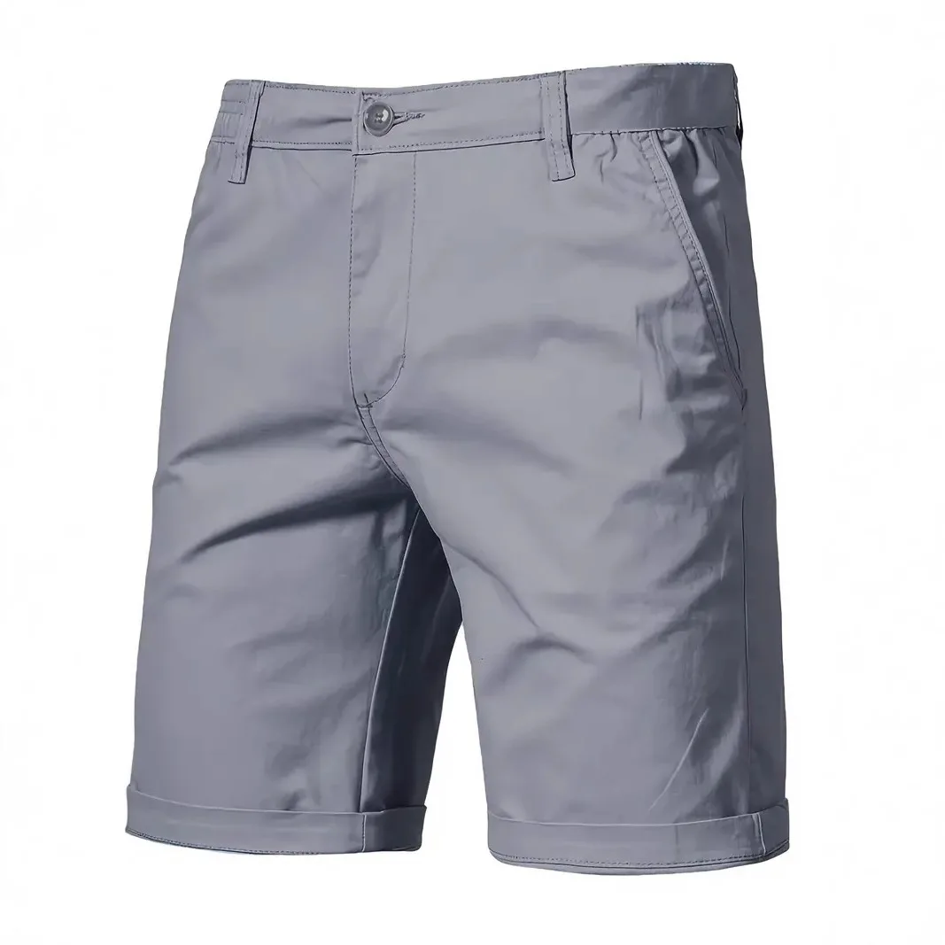 Men's casual shorts, outdoor casual straight leg slim fit five quarter pants, plus size solid color cotton shorts
