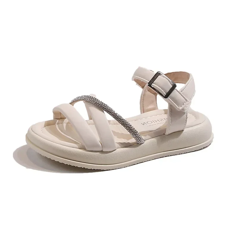 Sandali per bambini 2024 estate nuovi bambini moda scarpe da spiaggia versatili bambina dolce scarpe da principessa Casual con diamante lucido