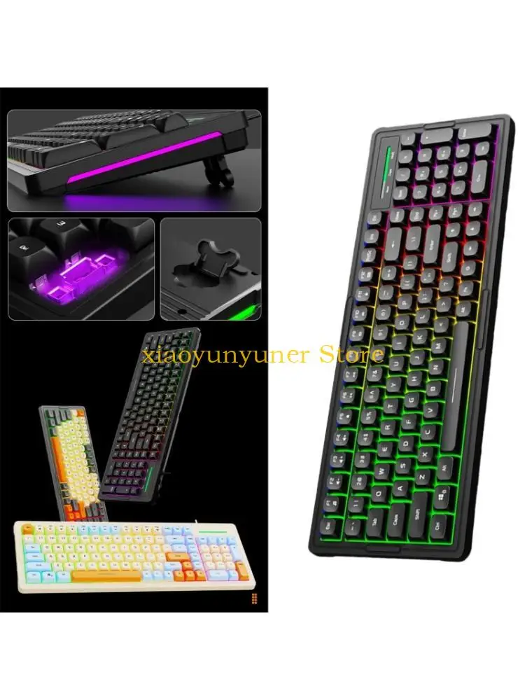 

P9JB Mechanical Style Responsive Keyboard 16 Color Illumination Splashproof Wide Compatibility Ergonomic Office Gaming