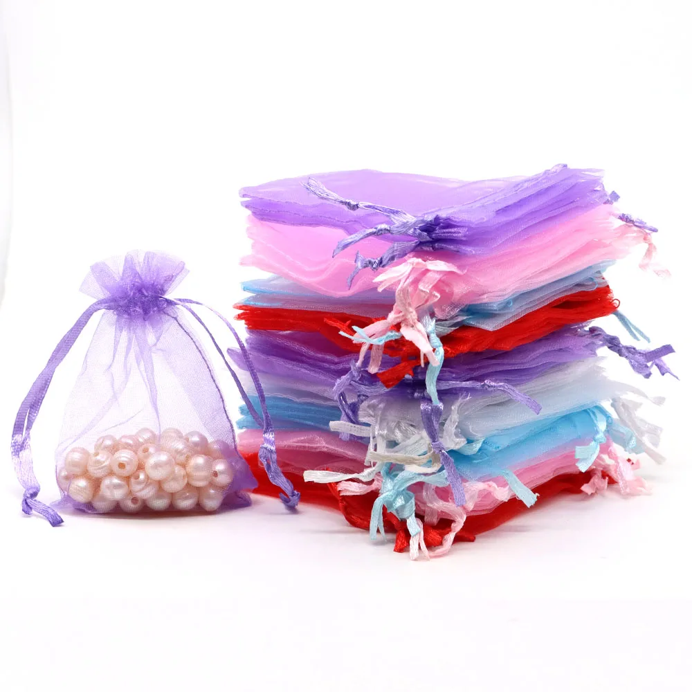 Organza Bags with Drawstring Jewelry Packaging Pouches Christmas Festival Wedding Birthday Party Makeup Candy Gift Boxes Bags