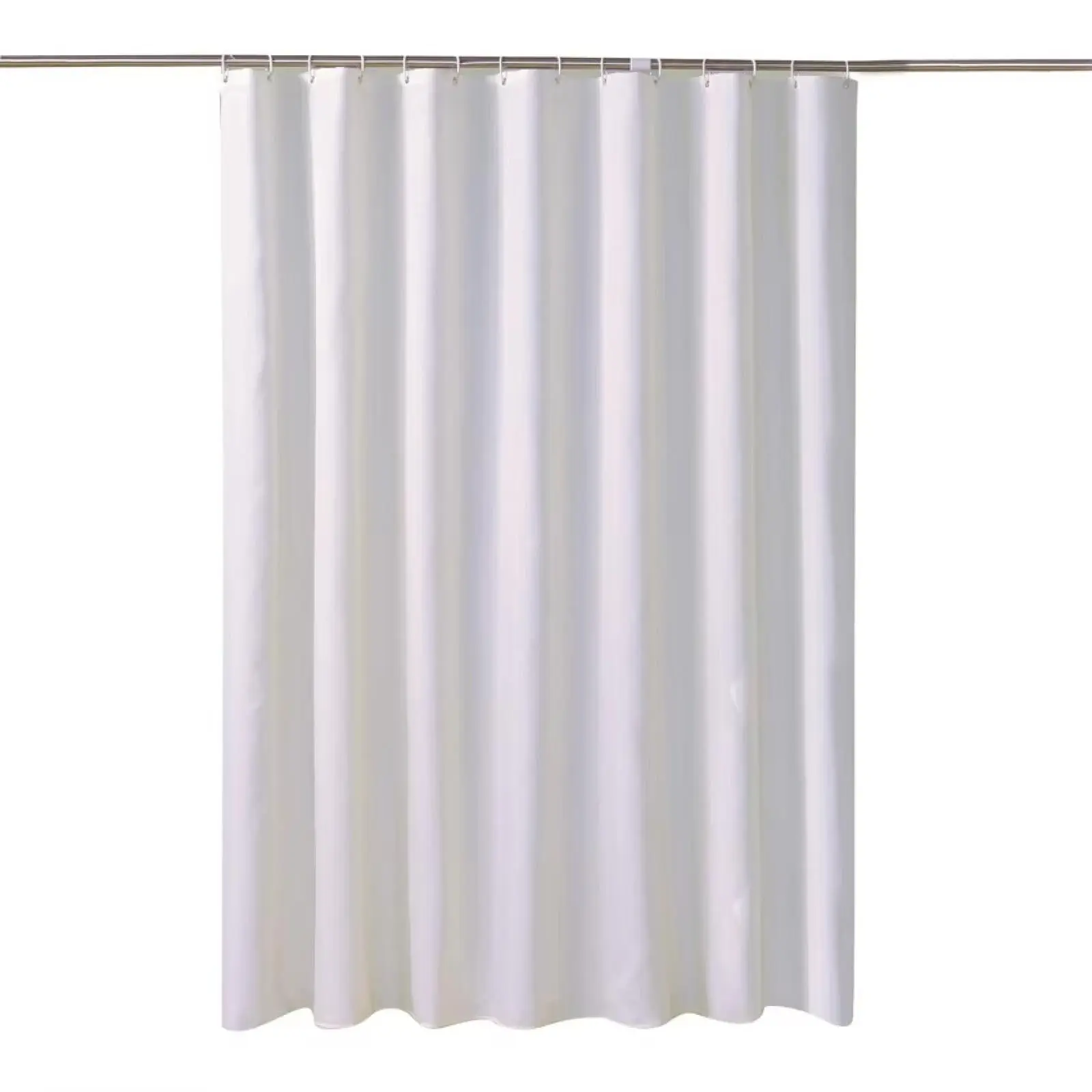 White Shower Curtain Waterproof Bathroom Fabric Large 150x200cm 12 Hooks Bath Cover for Bathtub Stylish Design for Home