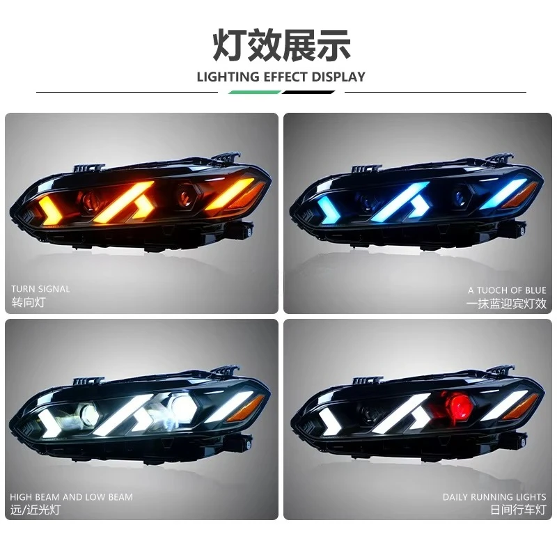 LED Headlight Assembly for Accord 23-on 11th Front Lamp with Dynamic Startup Sequential Turn Signal & Blue Start Flash DRL