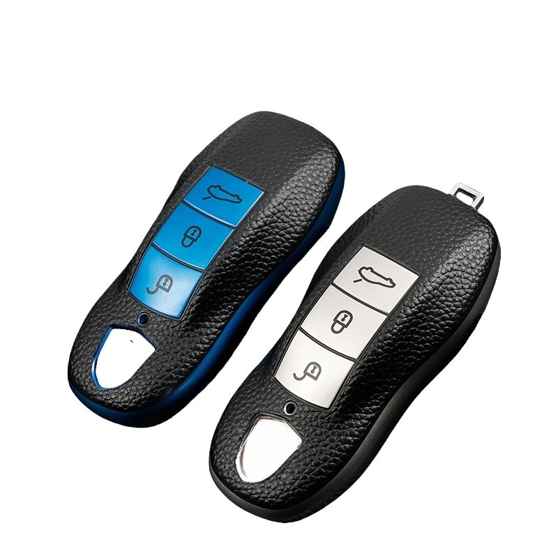 

For Porsche Cayenne Macan 911 Carrera Boxster Cayman Panamera Old Key Case Protection TPU Leather Car Smart Key Cover Bag Hodler
